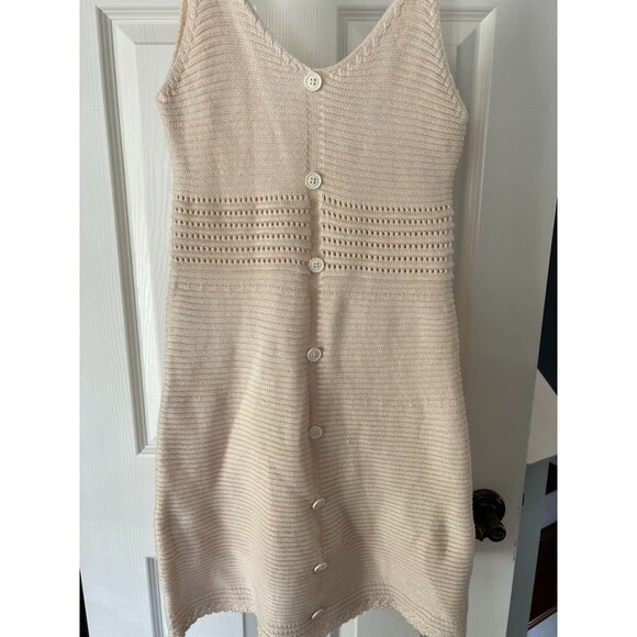 Shein Cream Knit Button Front Sweater Dress Spaghetti Strap Summer Beach Medium - Picture 2 of 4